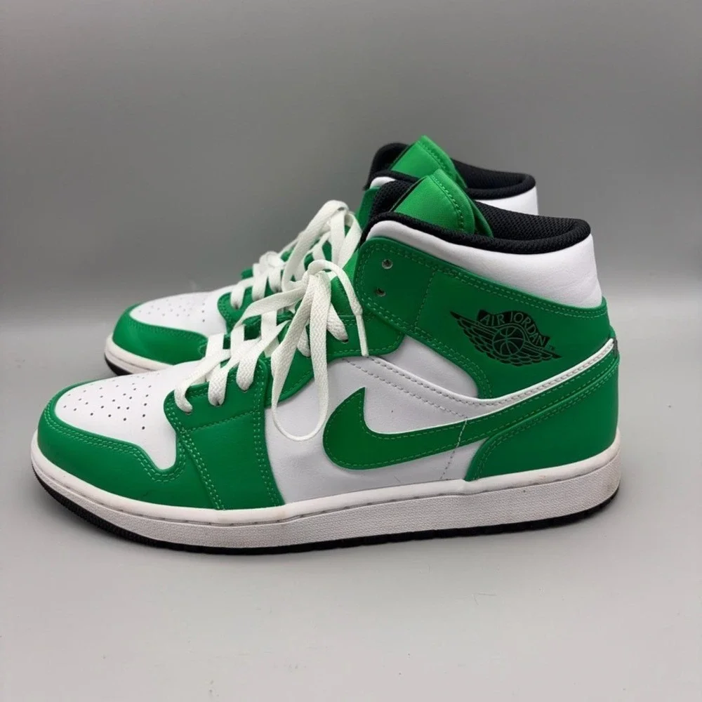 Nike Air Jordan Shoes Mens Size 10 Lucky Green White 1 Mid Colorblock DQ8426-301